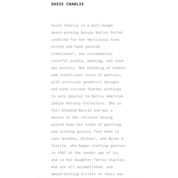 HAND etched/painted pottery award winning Navajo artist Susie Charlie 6.5"x4.25" - Picture 6 of 8